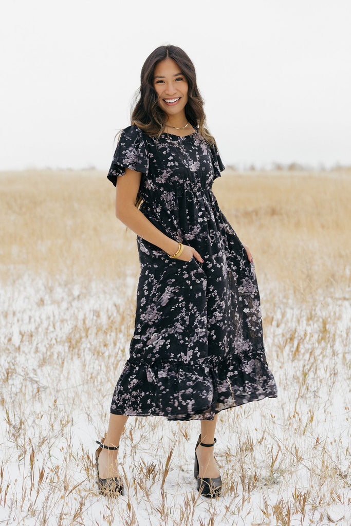 Aria Dress-Black Floral