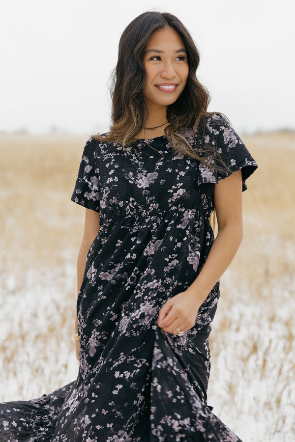 Aria Dress-Black Floral