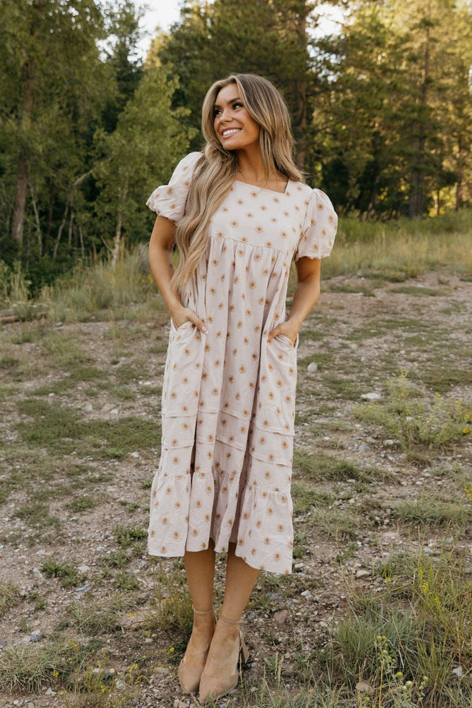 Grandview Dress-Tan Floral