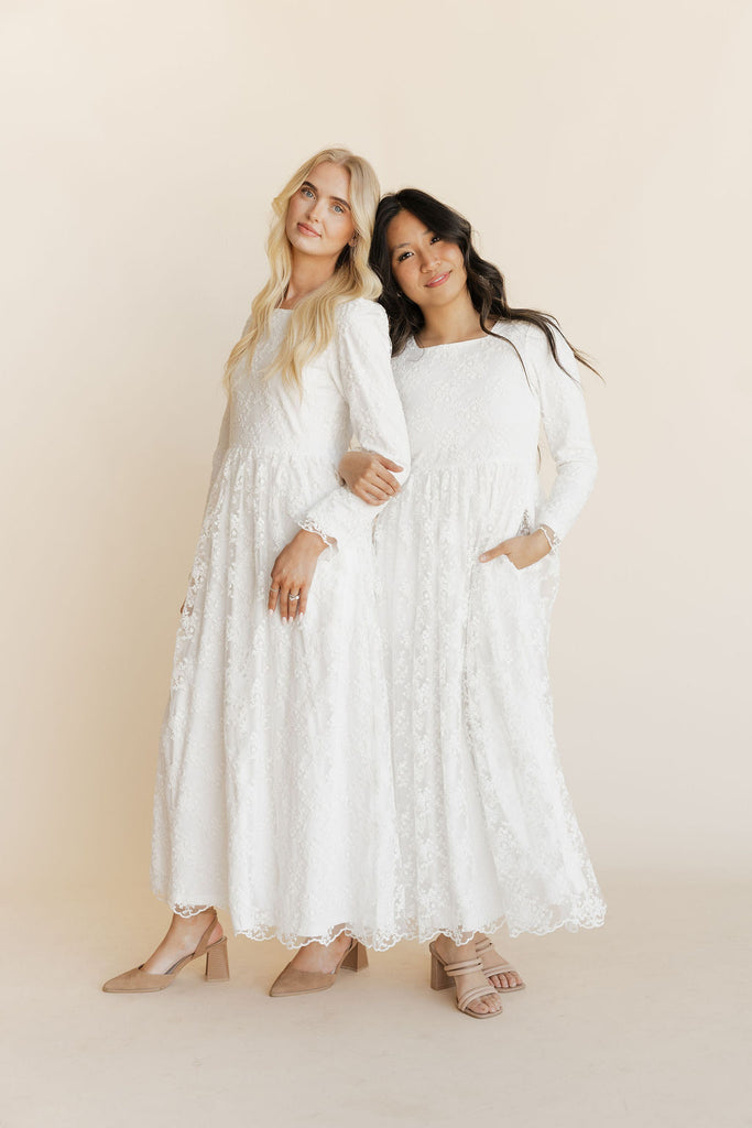 Magdalene Dress-White Lace Regular / XXS / White Magdalene Dress-White Lace Regular / XXS / White