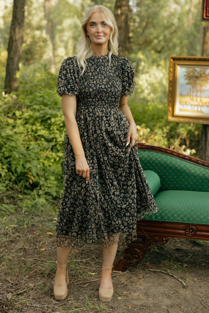 Hawthorn Dress-Black Floral