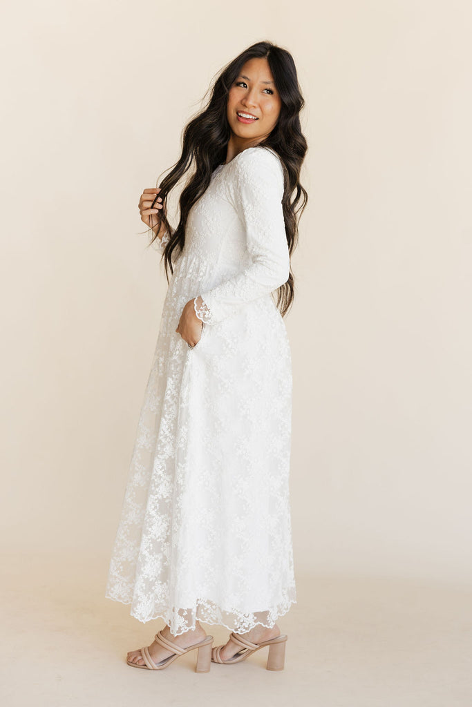 Magdalene Dress-White Lace Regular / XXS / White