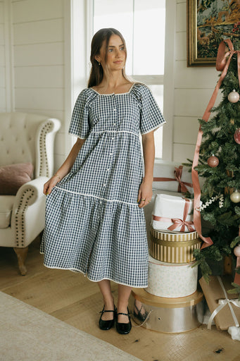 Hanna Dress-Navy Gingham