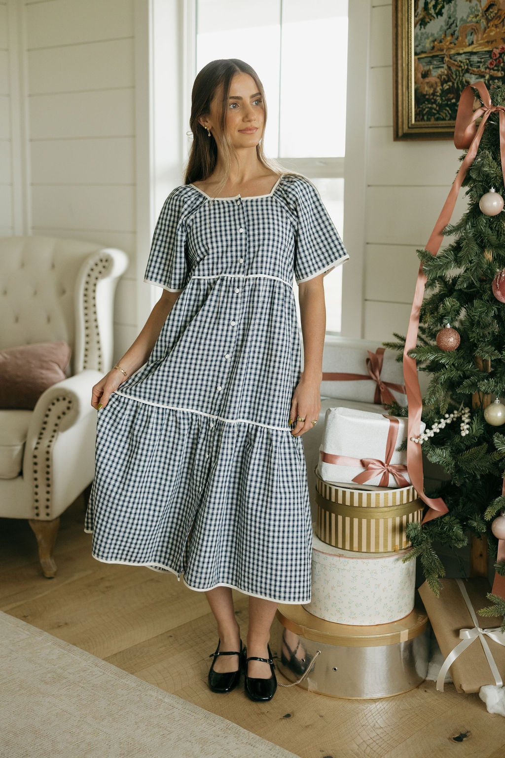 Hanna Dress-Navy Gingham – Love Olive Co