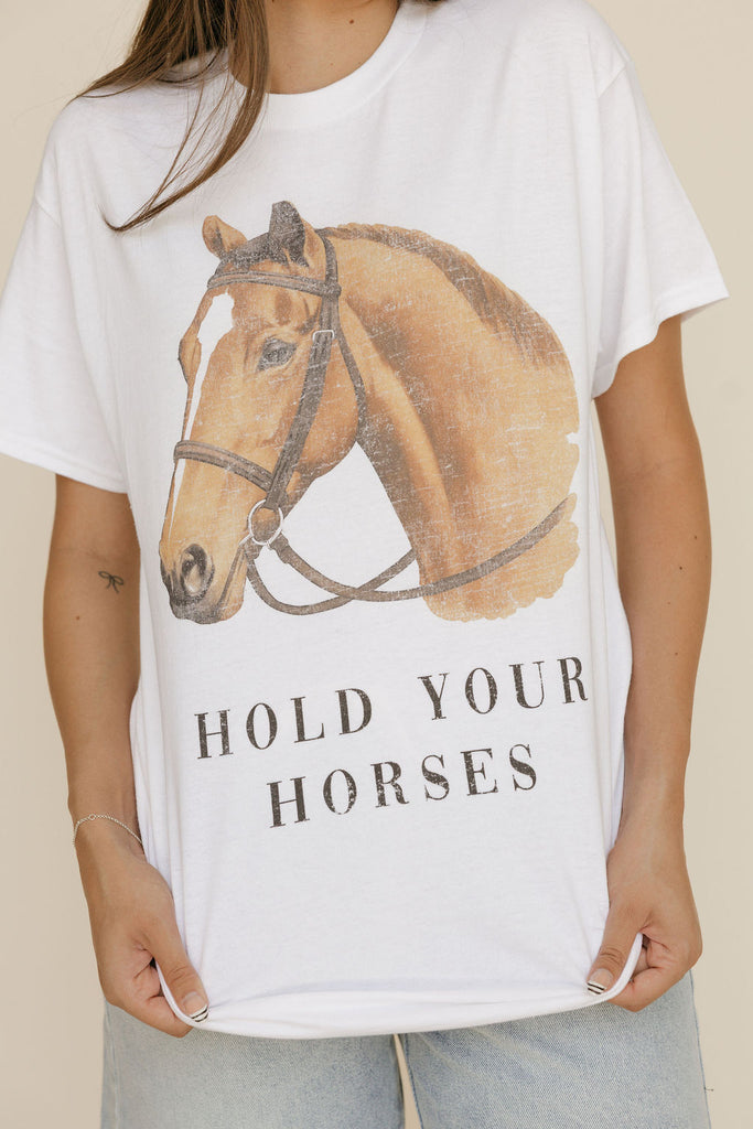 Hold Your Horses Tee-White