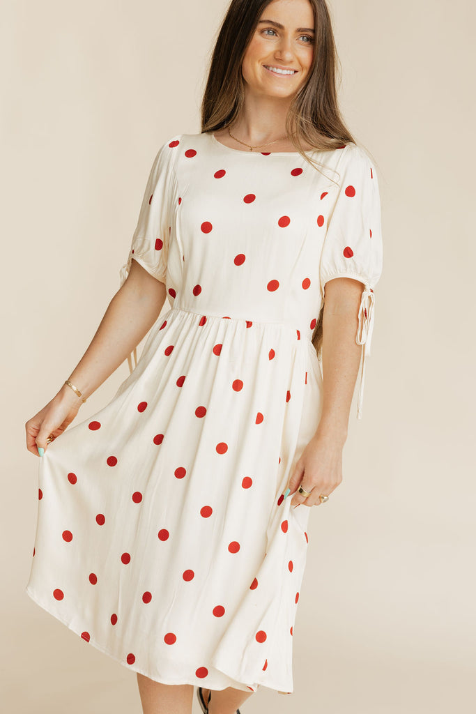 Laney Dress-Cream/Red
