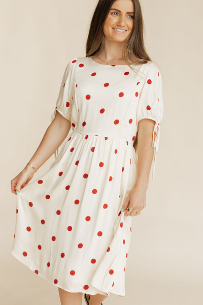 Laney Dress-Cream/Red