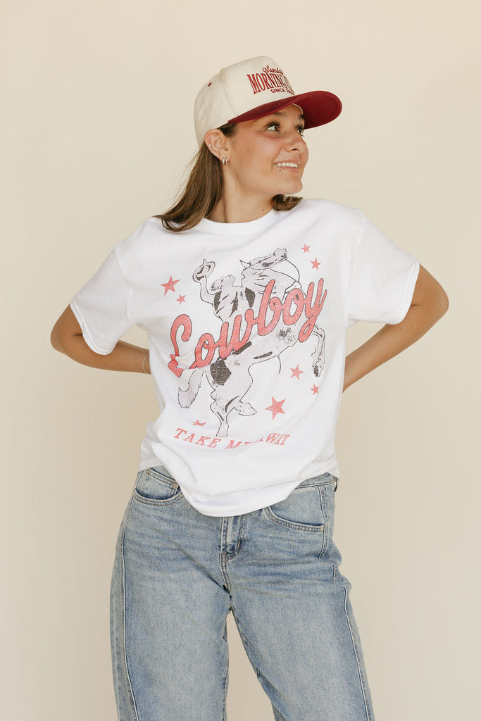 Cowboy Take Me Away Tee-White