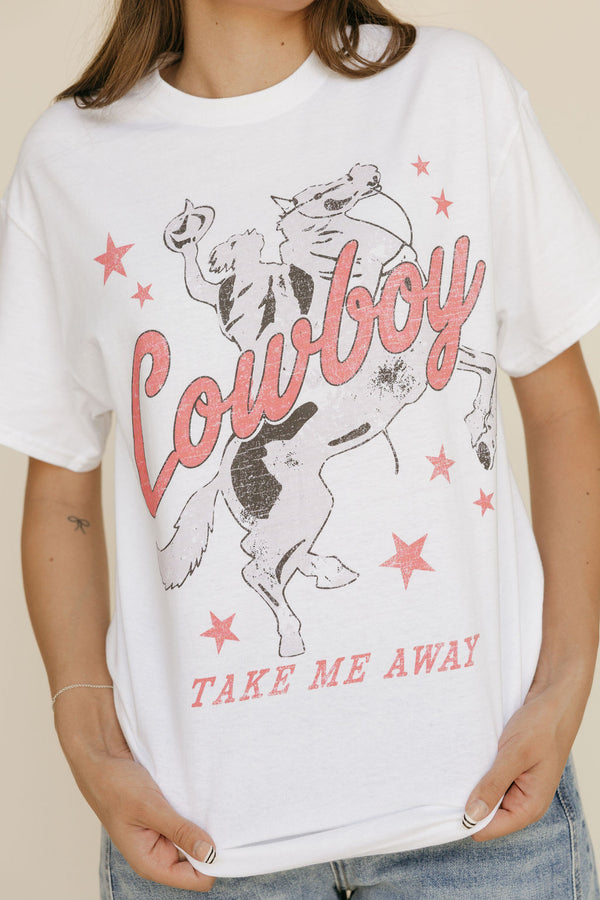 Cowboy Take Me Away Tee-White