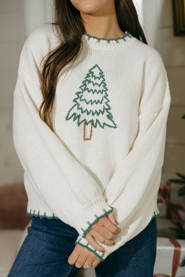 Frosty Fir Sweater-Ivory