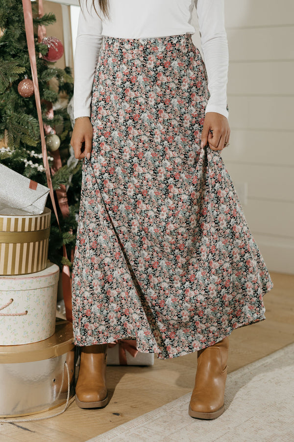 Laine Skirt-Black Floral