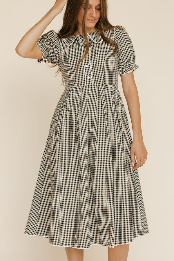 Colette Dress-Black Gingham