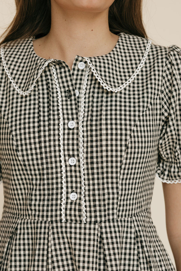 Colette Dress-Black Gingham