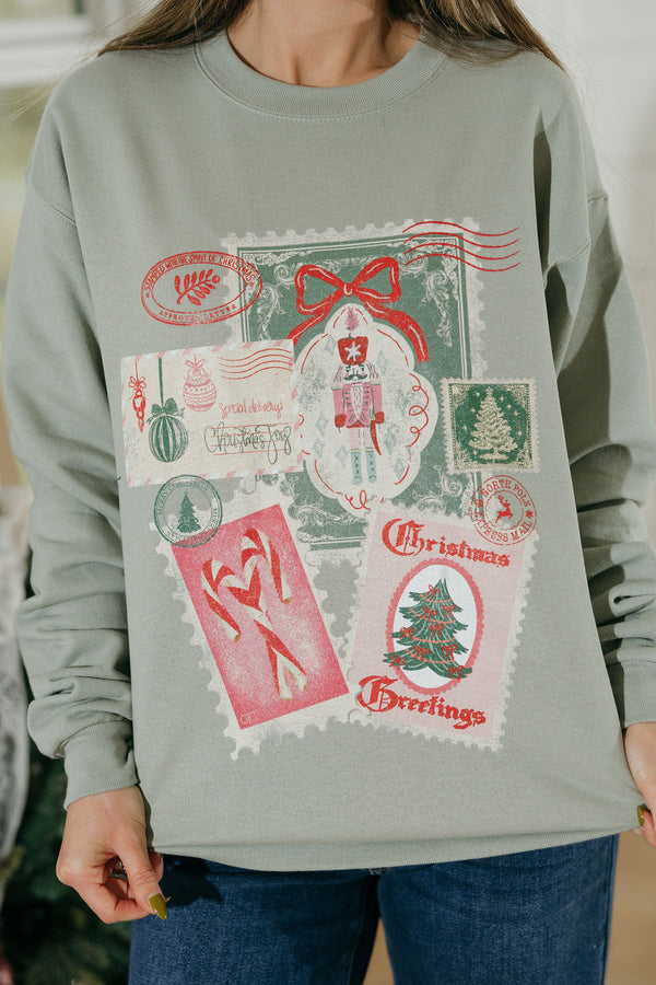 Jolly Stamps Pullover-Sage