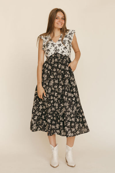 August Dress-Ivory/Black