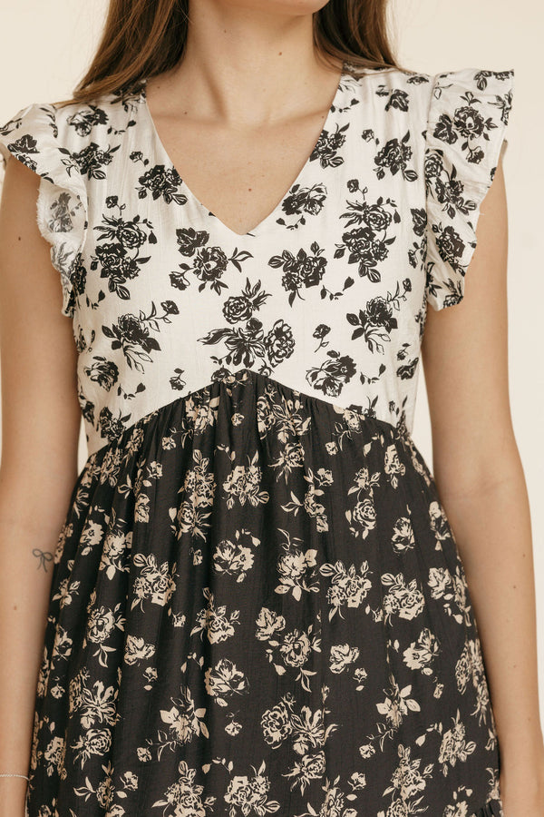 August Dress-Ivory/Black