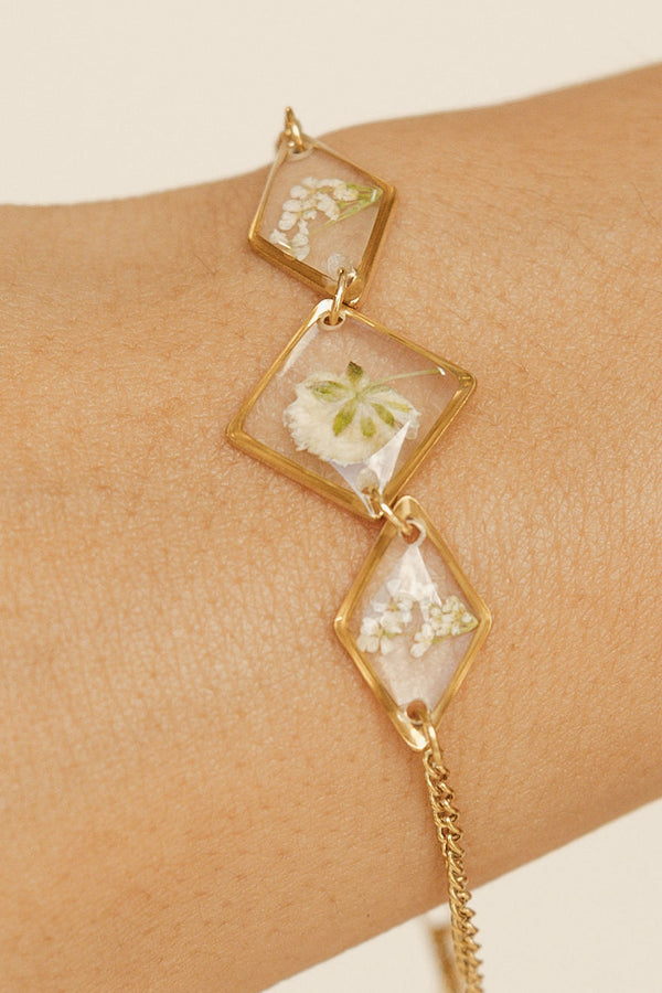 Pressed Flower Bracelet-Gold