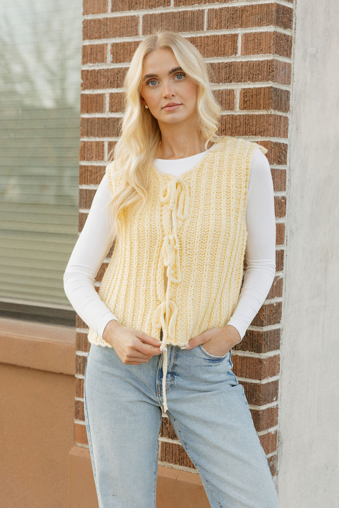 Lilla Sweater Vest-Butter Yellow