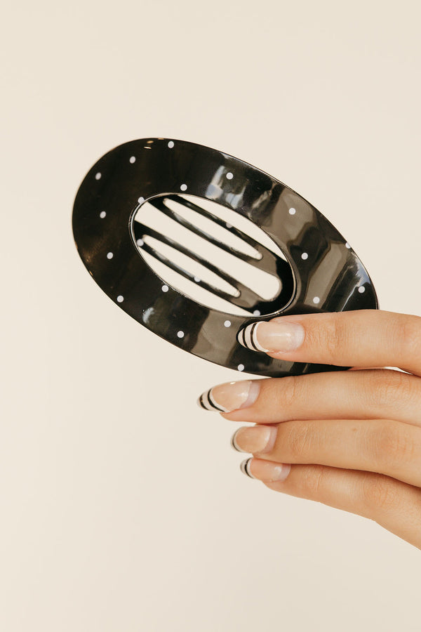 Lay Flat Claw Clip-Black Polka Dot