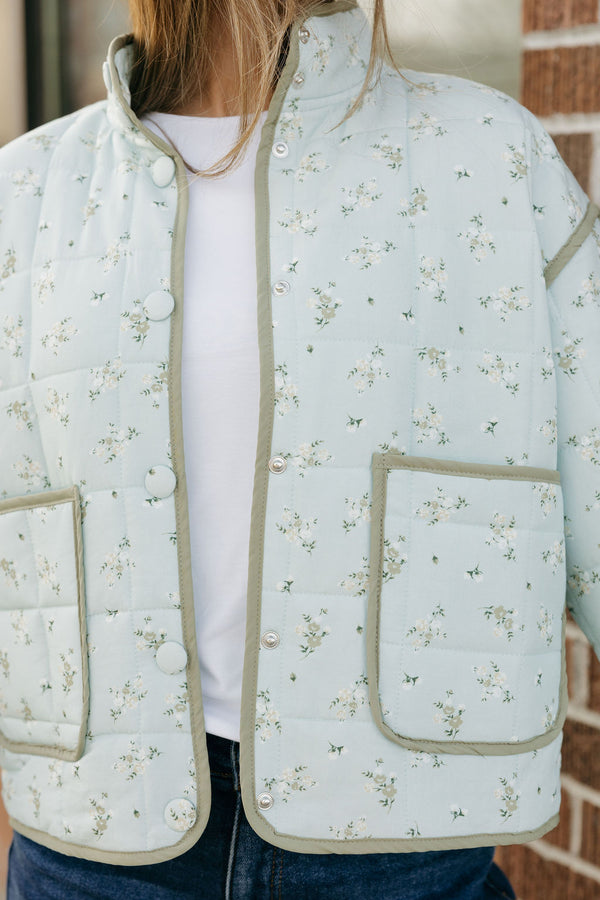 Sami Quilted Jacket-Sage/Blue