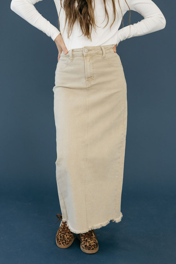 Carsen Demin Skirt-Sand