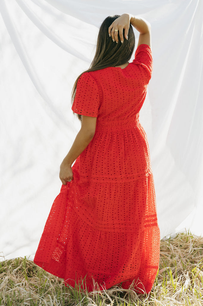 Caribbean Dress-Red Eyelet 2XL / Red