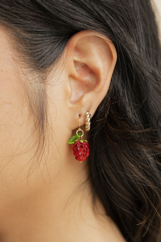 Raspberry Dream Earrings-Gold Multi