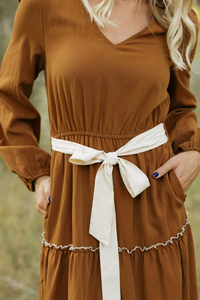 Valeria Dress-Chestnut/Cream – Love Olive Co
