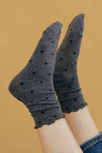 Jana Socks-Charcoal Dot