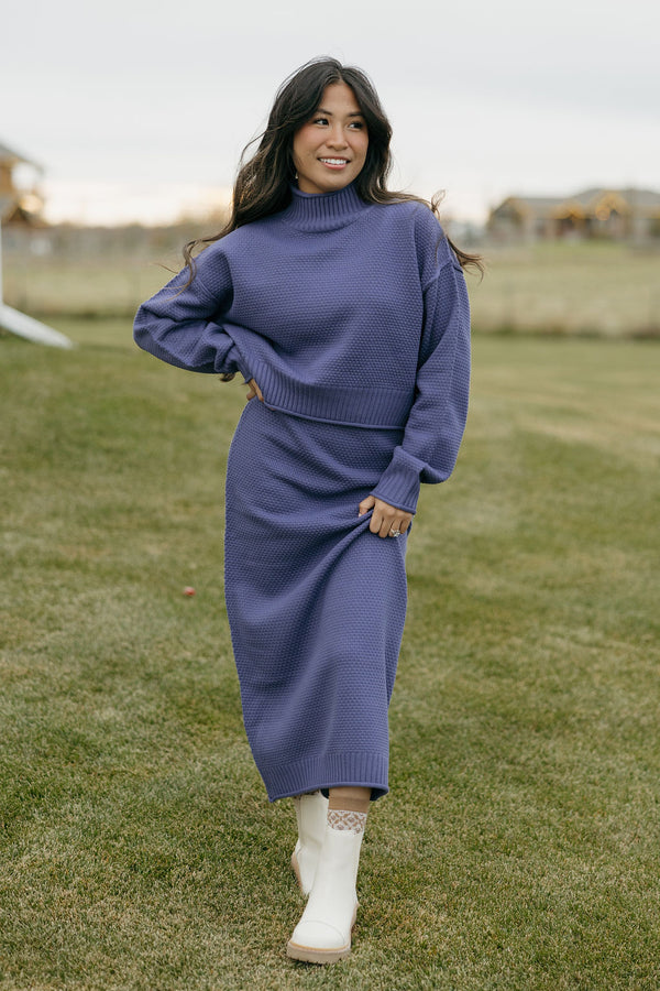 Kenny Sweater Skirt-Dusty Indigo
