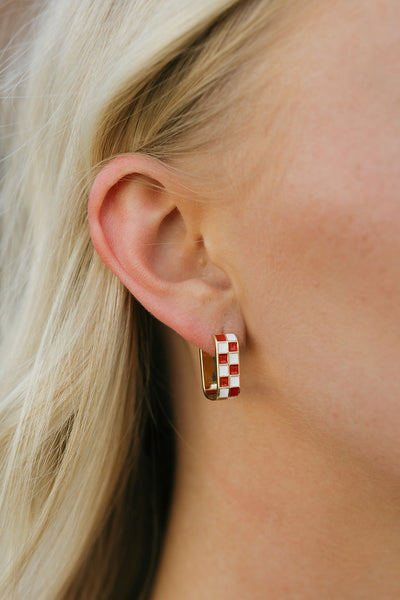 Donnie Earrings-Red/White