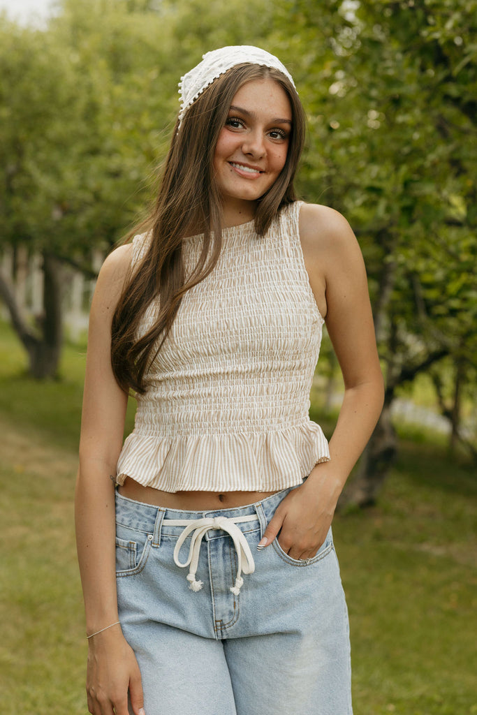 Sawyer Top-Taupe Stripe