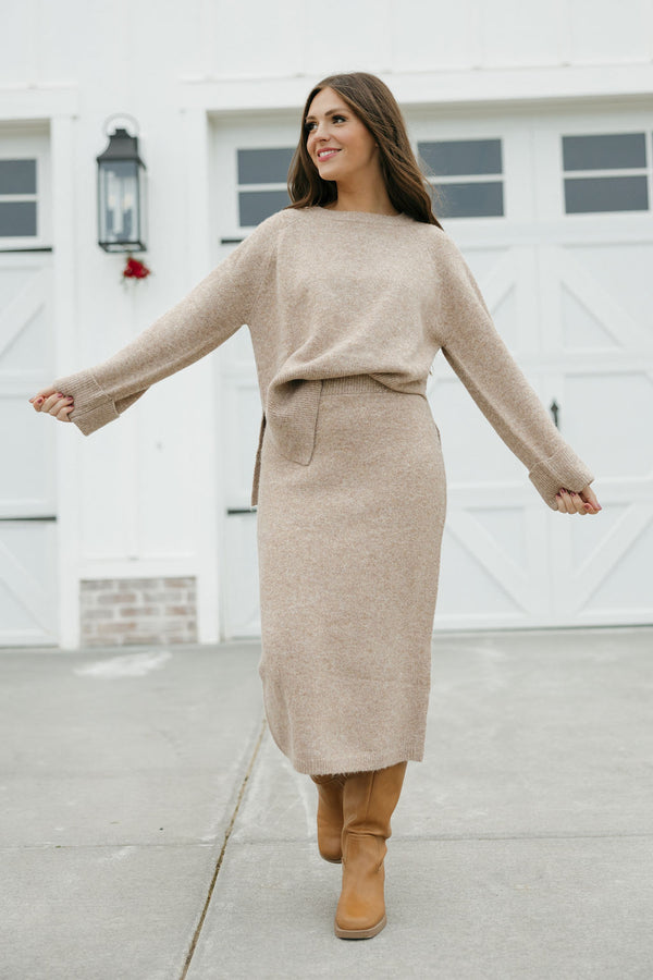 Rylan Sweater Skirt-Soft Mocha