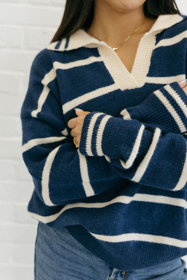 Kaitlyn Top-Navy/Cream