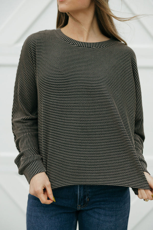 Boone Top Long Sleeve-Charcoal