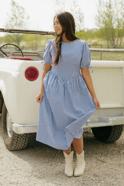 Addilyn Dress-Navy Gingham