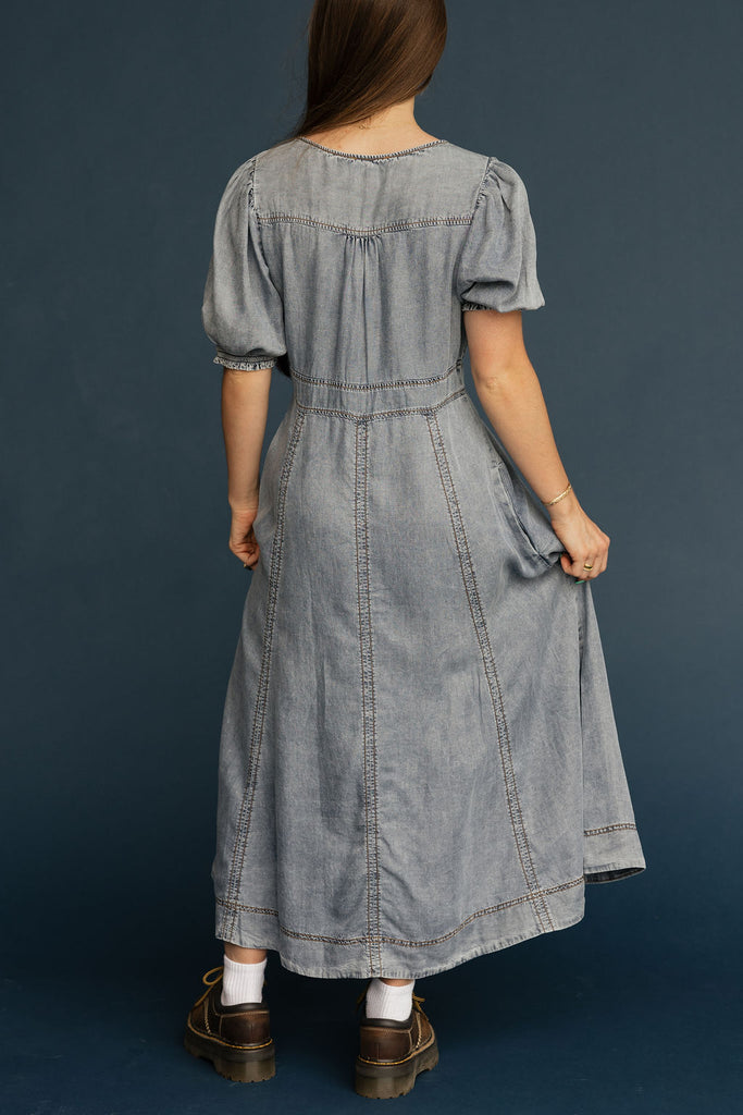 ellison denim midi dress Ellison Dress-Washed Denim – Love Olive Co