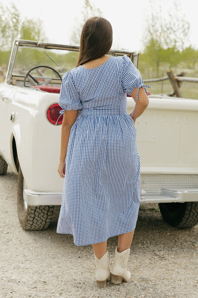 Addilyn Dress-Navy Gingham 1XL / Blue