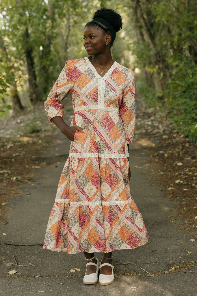 Arlette Dress-Patchwork Multi Love Olive Co Arlette Dress-Patchwork Multi Love Olive Co