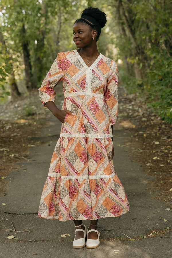 Arlette Dress-Patchwork Multi