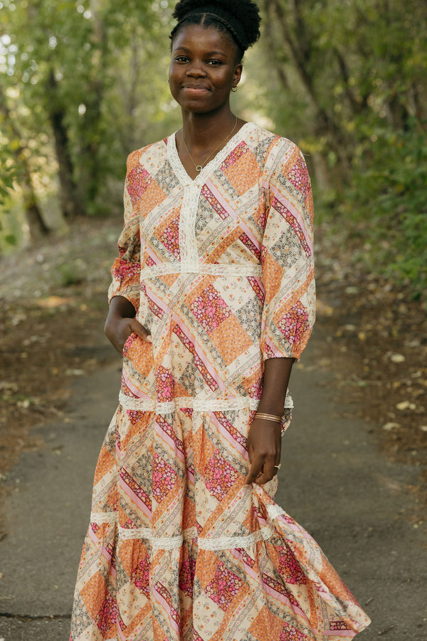 Arlette Dress-Patchwork Multi