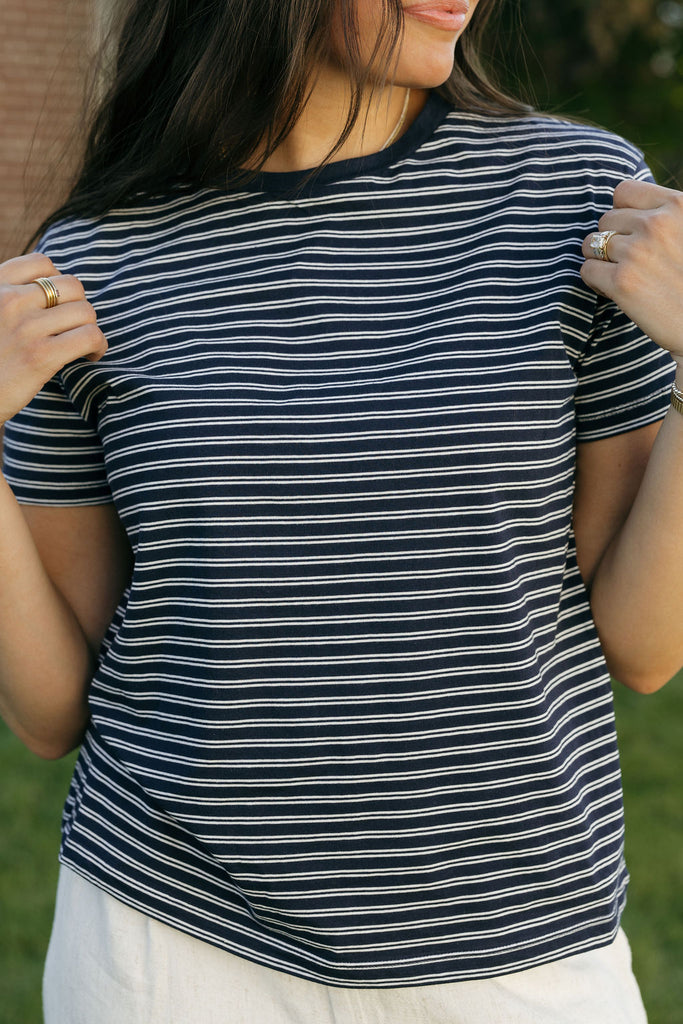 Gabby Tee-Navy/White
