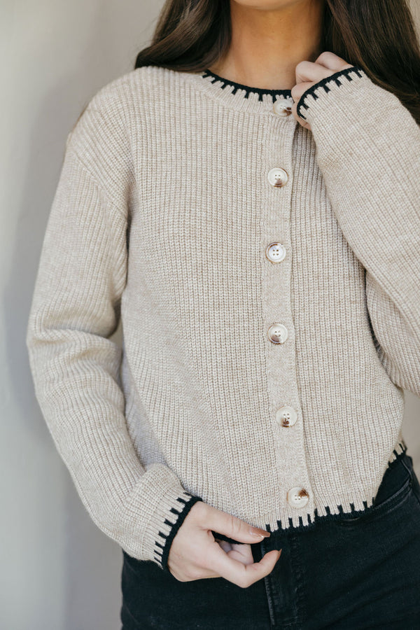 Harlow Cardigan-Taupe