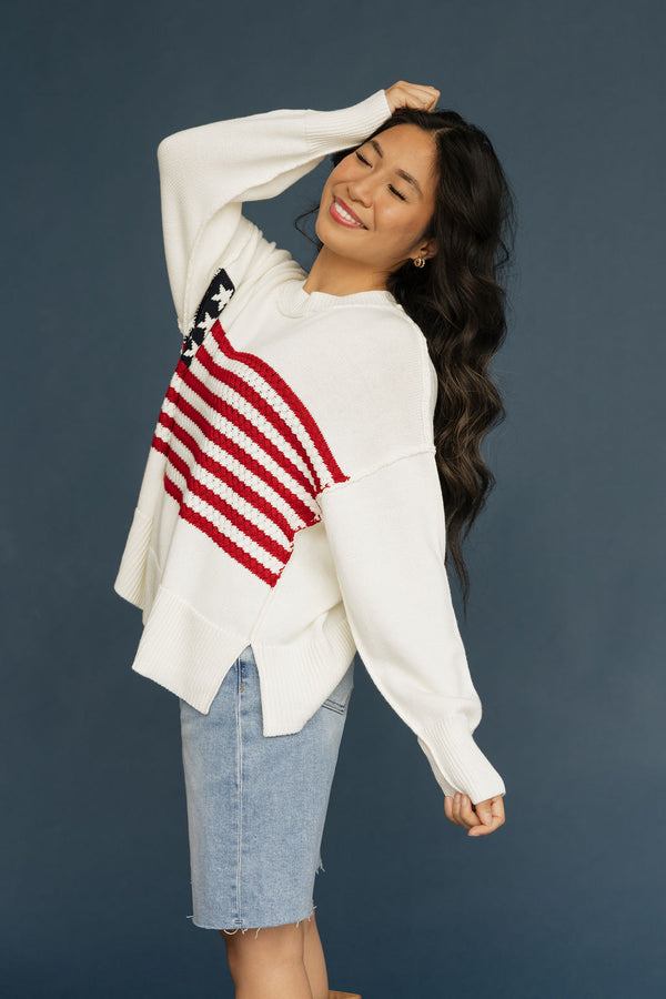 Stars and Stripes Sweater-Ivory