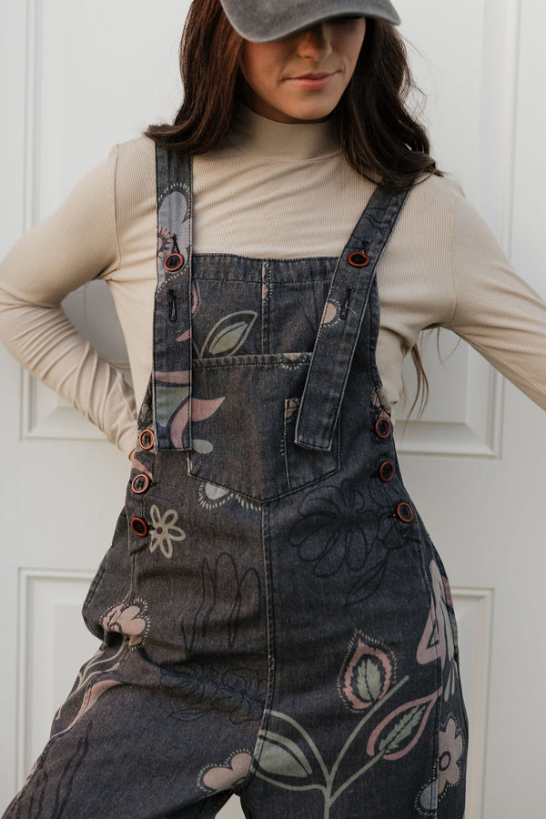 Vemeer Overalls-Black Floral