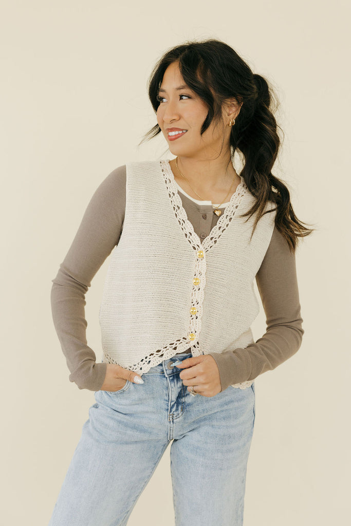 Marietta Crochet Vest-Cream