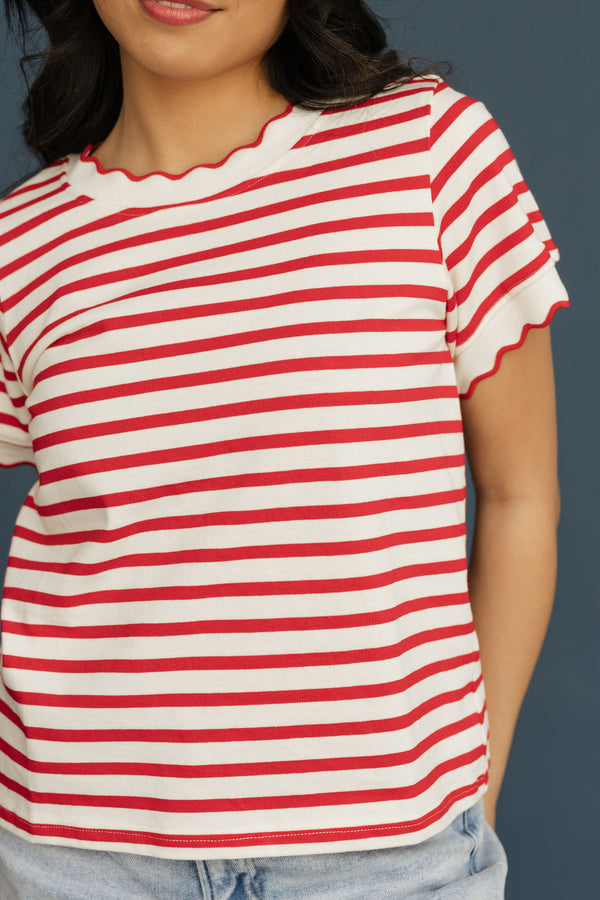 Mindi Top-Ivory/Red