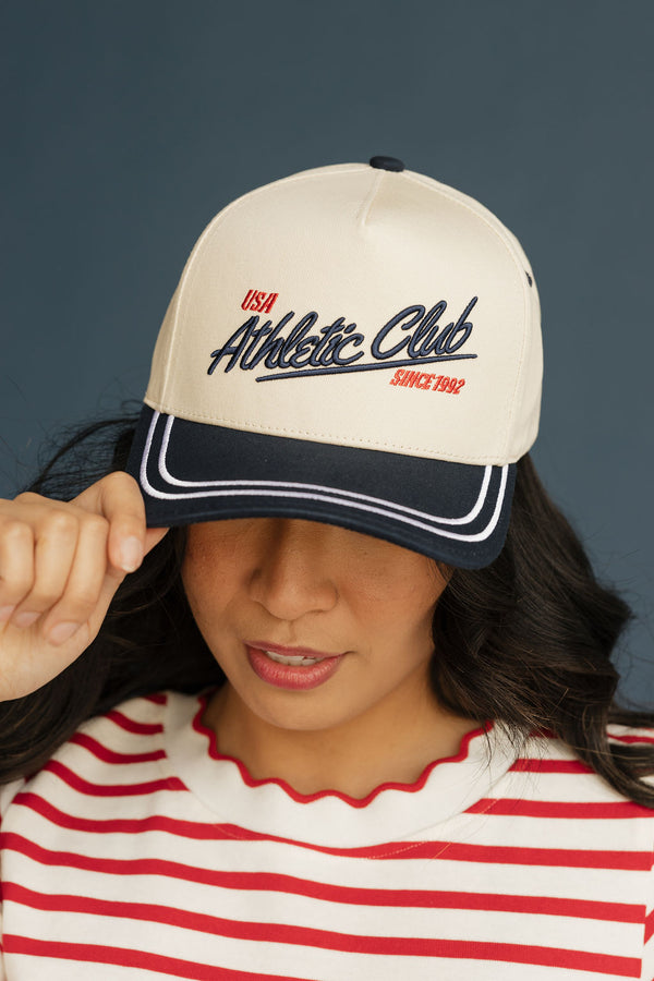 Athletic Club Trucker Hat-Navy