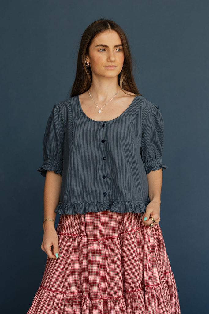 Gabriella Top-Navy Stripe