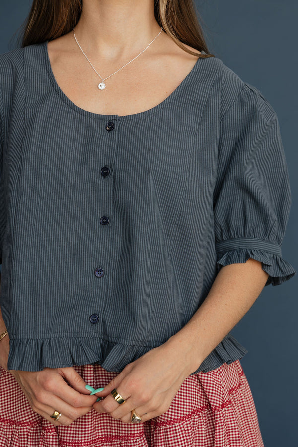 Gabriella Top-Navy Stripe